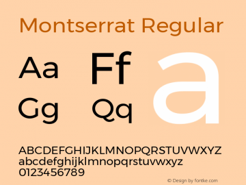 Montserrat Regular Version 6.002 Font Sample
