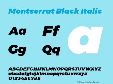 Montserrat Black Italic Version 6.002图片样张
