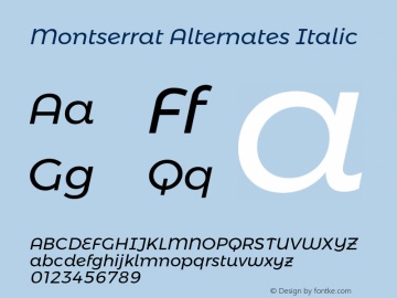 Montserrat Alternates Italic Version 6.002;PS 006.002;hotconv 1.0.88;makeotf.lib2.5.64775图片样张