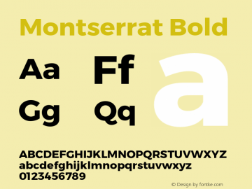 Montserrat Bold Version 6.002;PS 006.002;hotconv 1.0.88;makeotf.lib2.5.64775 Font Sample