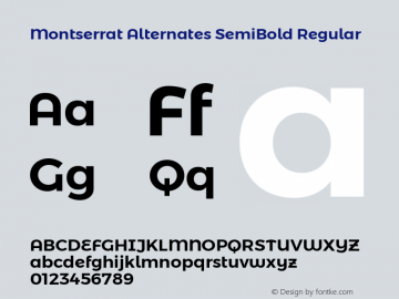 Montserrat Alternates SemiBold Regular Version 6.002 Font Sample