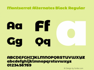 Montserrat Alternates Black Regular Version 6.002 Font Sample