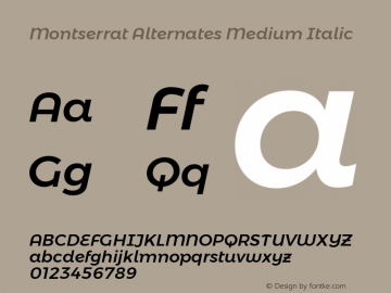 Montserrat Alternates Medium Italic Version 6.002 Font Sample
