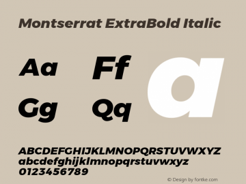 Montserrat ExtraBold Italic Version 6.002图片样张