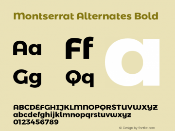 Montserrat Alternates Bold Version 6.002;PS 006.002;hotconv 1.0.88;makeotf.lib2.5.64775图片样张