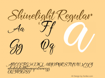 Shinelight Regular Version 1.000 Font Sample