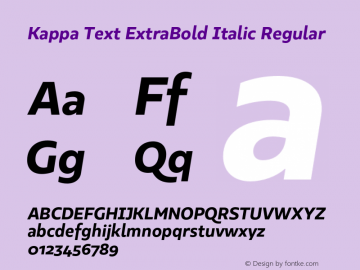 Kappa Text ExtraBold Italic Regular Version 1.000;PS 001.000;hotconv 1.0.88;makeotf.lib2.5.64775 Font Sample