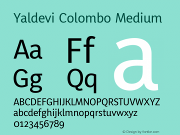 Yaldevi Colombo Medium Version 1.020 ; ttfautohint (v1.5) Font Sample