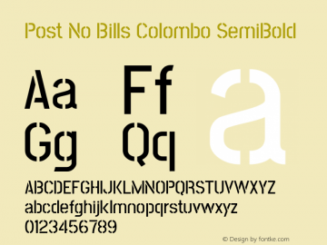 Post No Bills Colombo SemiBold Version 1.220 ; ttfautohint (v1.5)图片样张