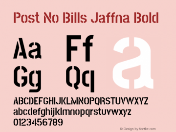 Post No Bills Jaffna Bold Version 1.220 ; ttfautohint (v1.5) Font Sample