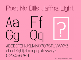 Post No Bills Jaffna Light Version 1.220 ; ttfautohint (v1.5) Font Sample