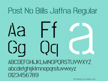 Post No Bills Jaffna Regular Version 1.220 ; ttfautohint (v1.5) Font Sample