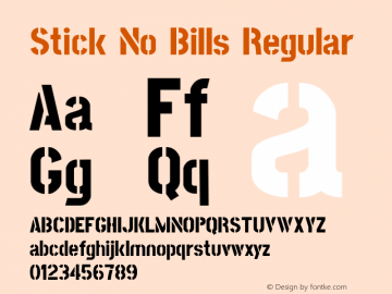 Stick No Bills Regular Version 001.000 Font Sample