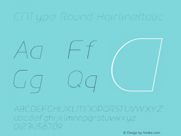 CNType Round HairlineItalic Version 1.0 Font Sample