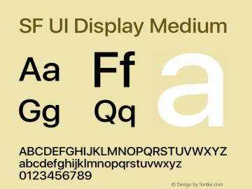 SF UI Display Medium Version 1.00 May 5, 2016, initial release Font Sample