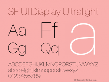 SF UI Display Ultralight Version 1.00 May 5, 2016, initial release Font Sample