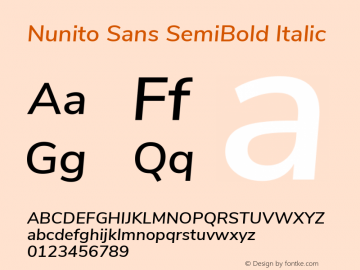 Nunito Sans SemiBold Italic Version 2.001 Font Sample