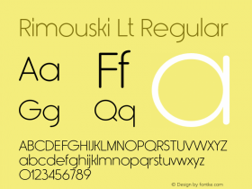 Rimouski Lt Regular Version 2.000 Font Sample