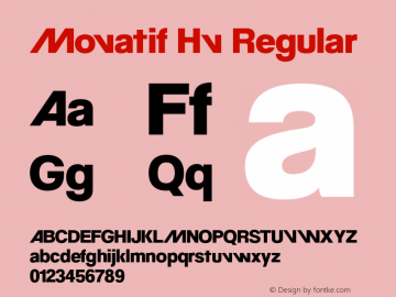 Movatif Hv Regular Version 1.002 Font Sample