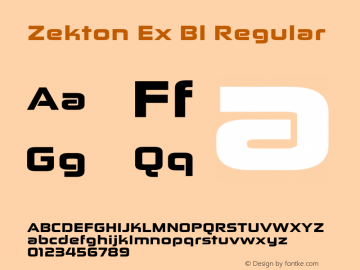 Zekton Ex Bl Regular Version 5.000 Font Sample