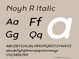 Noyh R Italic Version 1.000 Font Sample