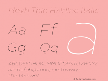 Noyh Thin Hairline Italic Version 1.000图片样张