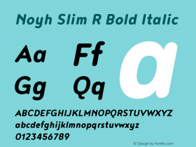 Noyh Slim R Bold Italic Version 1.000 Font Sample