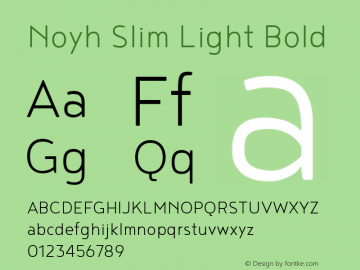 Noyh Slim Light Bold Version 1.000 Font Sample