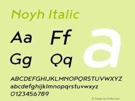 Noyh Italic Version 1.000 Font Sample