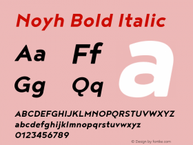 Noyh Bold Italic Version 1.000 Font Sample