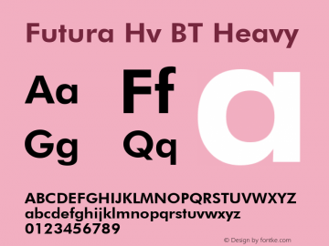 Futura Hv BT Heavy Version 1.01 emb4-OT Font Sample