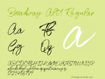 Broadway Alt1 Regular Version 1.000;PS 001.000;hotconv 1.0.88;makeotf.lib2.5.64775图片样张
