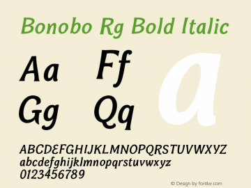 Bonobo Rg Bold Italic Version 2.000 Font Sample