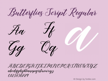 Butterflies Script Regular Version 1.000图片样张