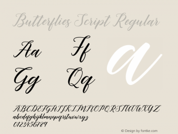 Butterflies Script Regular Version 1.000图片样张