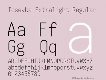 Iosevka Extralight Regular 1.11.1; ttfautohint (v1.6)图片样张