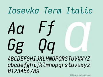 Iosevka Term Italic 1.11.1; ttfautohint (v1.6)图片样张