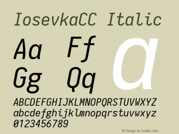 IosevkaCC Italic 1.11.1; ttfautohint (v1.6) Font Sample