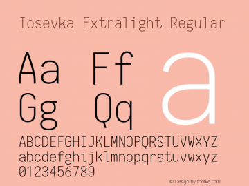 Iosevka Extralight Regular 1.11.1; ttfautohint (v1.6)图片样张