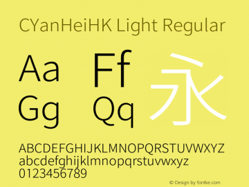 CYanHeiHK Light Regular Version 1.010;PS 1.01;hotconv 1.0.88;makeotf.lib2.5.647800图片样张