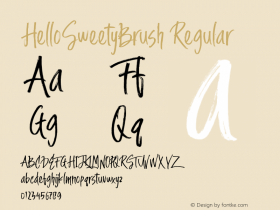 HelloSweetyBrush Regular Version 1.000;PS 001.001;hotconv 1.0.56 Font Sample