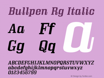 Bullpen Rg Italic Version 5.002图片样张