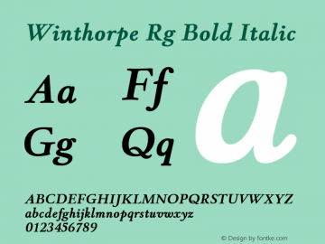 Winthorpe Rg Bold Italic Version 1.300 Font Sample