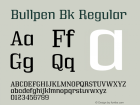 Bullpen Bk Regular Version 5.002 Font Sample