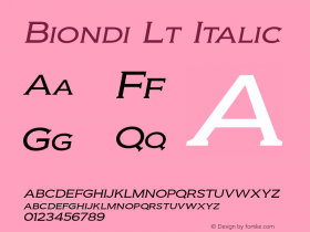 Biondi Lt Italic Version 2.000 Font Sample