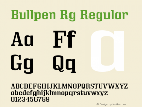 Bullpen Rg Regular Version 5.002 Font Sample