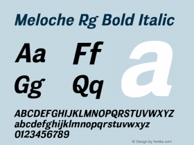 Meloche Rg Bold Italic Version 2.000 Font Sample