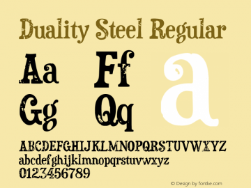 Duality Steel Regular Version 5.001 Font Sample