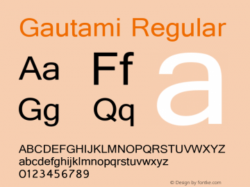 Gautami Regular Version 5.05 Font Sample