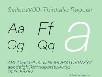 SailecW00-ThinItalic Regular Version 1.00 Font Sample